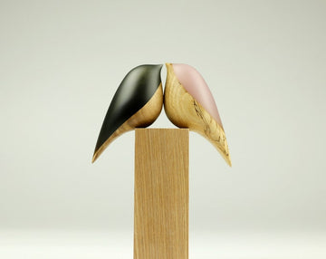 Black and Pink Love Bird Duo Sculpture