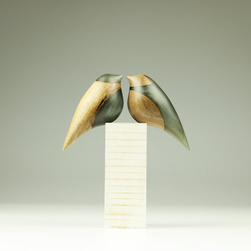 Dark Green Bird Duo Sculpture