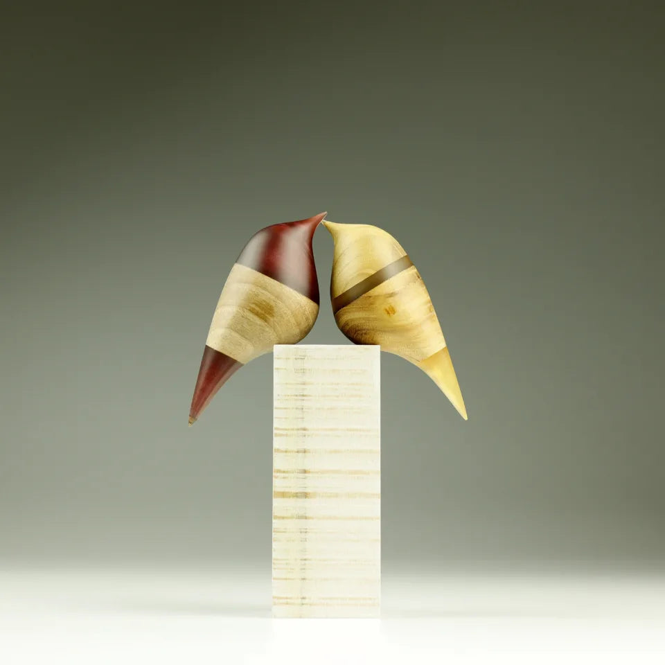 Love Bird Duo Sculpture 87 on Dark Stand