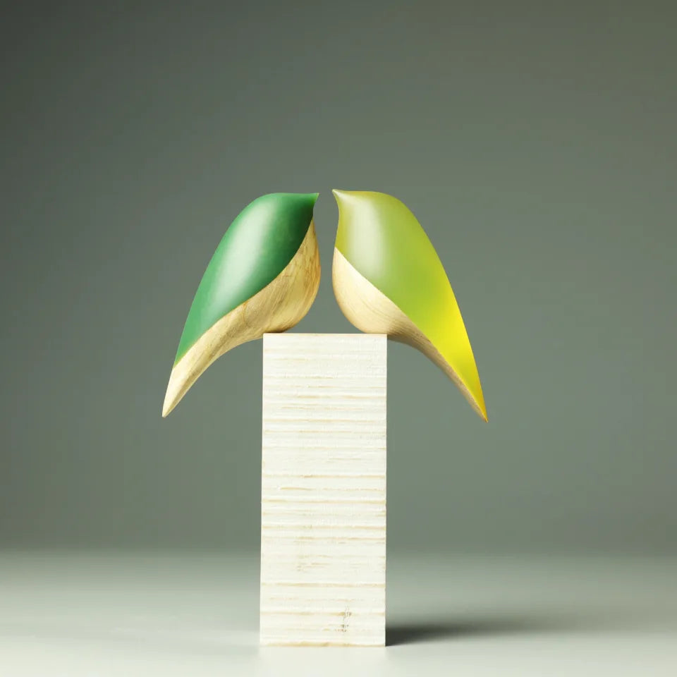 Green Love Bird Duo Sculpture 291