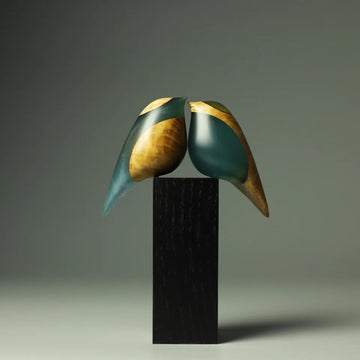 Blue Love Bird Duo Sculpture on Dark Stand 133