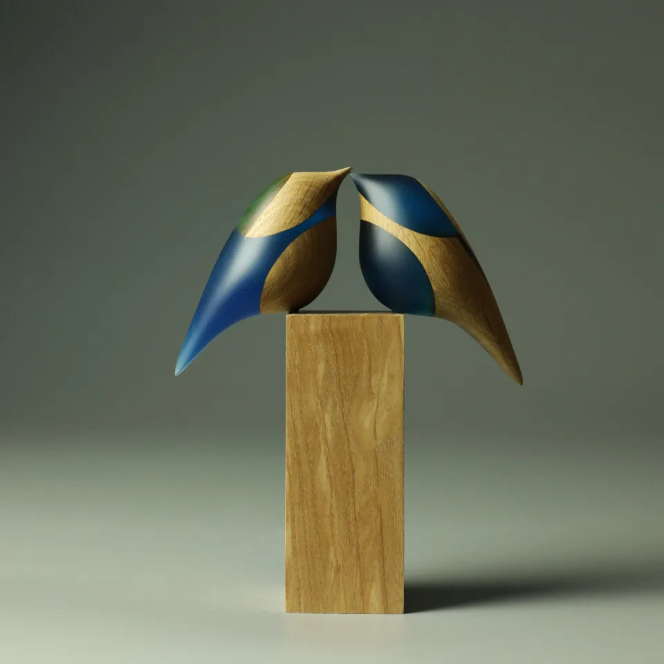 Blue Love Bird Duo Sculpture 69d
