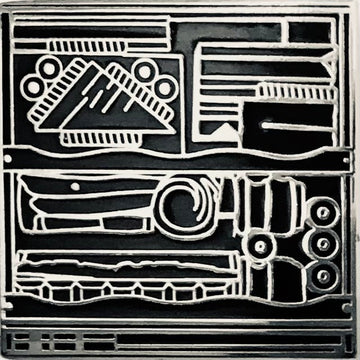 Untitled Louise Nevelson Silver Enamel Pin