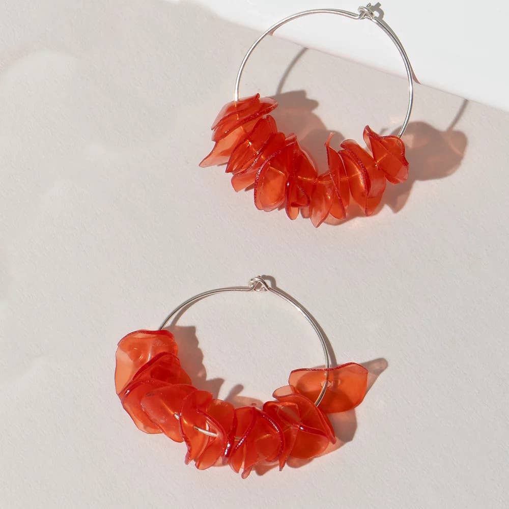 Alice Coral Hoops: Sterling Silver