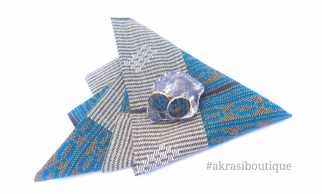 African Wax Print Pocket Square With Cufflinks