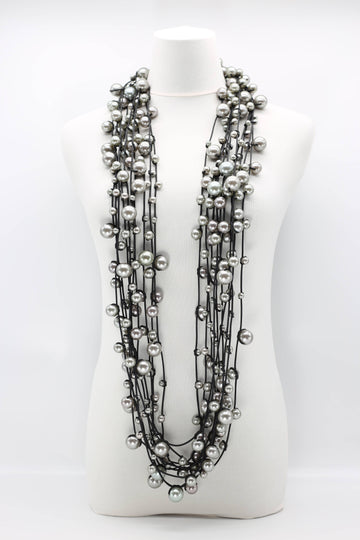 Faux Pearls on Leatherette Necklace