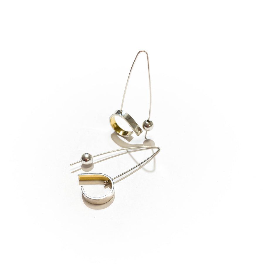 Mini Asym Earrings in Silver and Gold