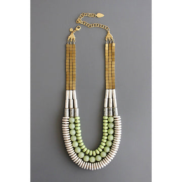 3 Strand Lime & White Necklace