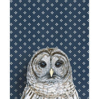 Barred Owl Dark Blue Art Print